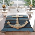 thumbnail image 5 of Retro Nautical Throw Blankets, Anchor Wood Texture Soft Fleece Blanket Decorative for Home Sofa Couch Chair Living Bedroom, 50x60 inches, Beige Navy Blue, 5 of 9