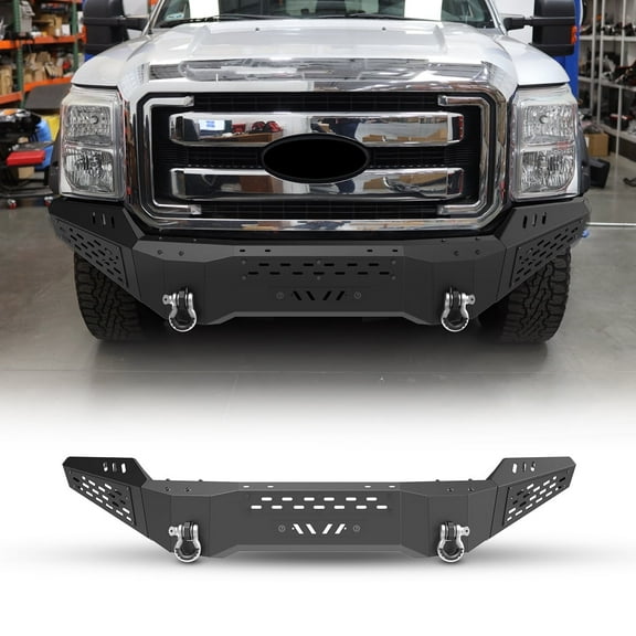 Front Bumper for 2011-2016 Ford F-250/F-350 with Side Wings(A),Heavy Duty Steel Front Bumper with 2 D-Rings