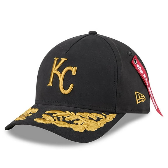 Men's New Era x Alpha Industries Black Kansas City Royals A-Frame 9FORTY Adjustable Hat
