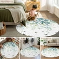 thumbnail image 6 of Eucalyptus Leaves 5ft Round Rug, Spring Pastoral Butterfly Botanical Non-Skid Rubber Backing Large Area Rugs - Living Room Bedroom Home Office, Indoor Floor Mat Carpets Washable Rug, 6 of 9