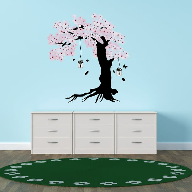 Cherry Blossom popular Nursery Butterflies Tree Vinyl Wall Sticker Decal 36