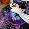 thumbnail image 4 of Homewish Teens Female Men Flying Gradient Butterfly Bedding Comforter Set 7 Pieces,Bohemian Feather Dreamcatcher Full Bedding Set Lightweight,Galaxy Starry Sky Fitted Sheet Flat Sheet, 4 of 8