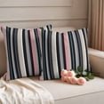 thumbnail image 2 of Black Blue Pink Striped Outdoor Waterproof Pillow Covers, Farmhouse Modern Stripes Art Decorative Square Throw Pillowcase Sofa Cushion Sham for Patio/Couch/Chair, 24"x24" 2 Pack, 2 of 8