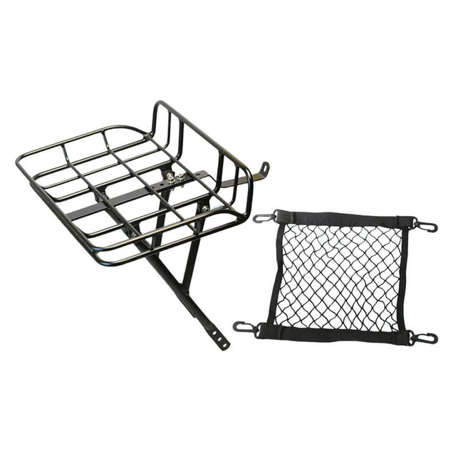 S SERENABLE Bicycle Front Cargo Rack Accessories Easy Installation Sturdy Aluminum Alloy Black Short Version