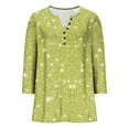 thumbnail image 7 of Women's 3/4 Sleeve T-Shirts Shiny Glitter Printed Graphic Tee Shirt with Buttons V Neck Dressy Casual Party Tops (L, Yellow B), 7 of 7