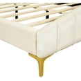 thumbnail image 6 of Queen Size Velvet Platform Bed with Thick Fabric, Stylish Stripe Decorated Bedboard and Elegant Metal Bed Leg, 6 of 8