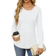 thumbnail image 3 of Fantaslook Pleated Blouses for Women Dressy Casual Long Sleeve Shirts Fall Tunic Tops, 3 of 10