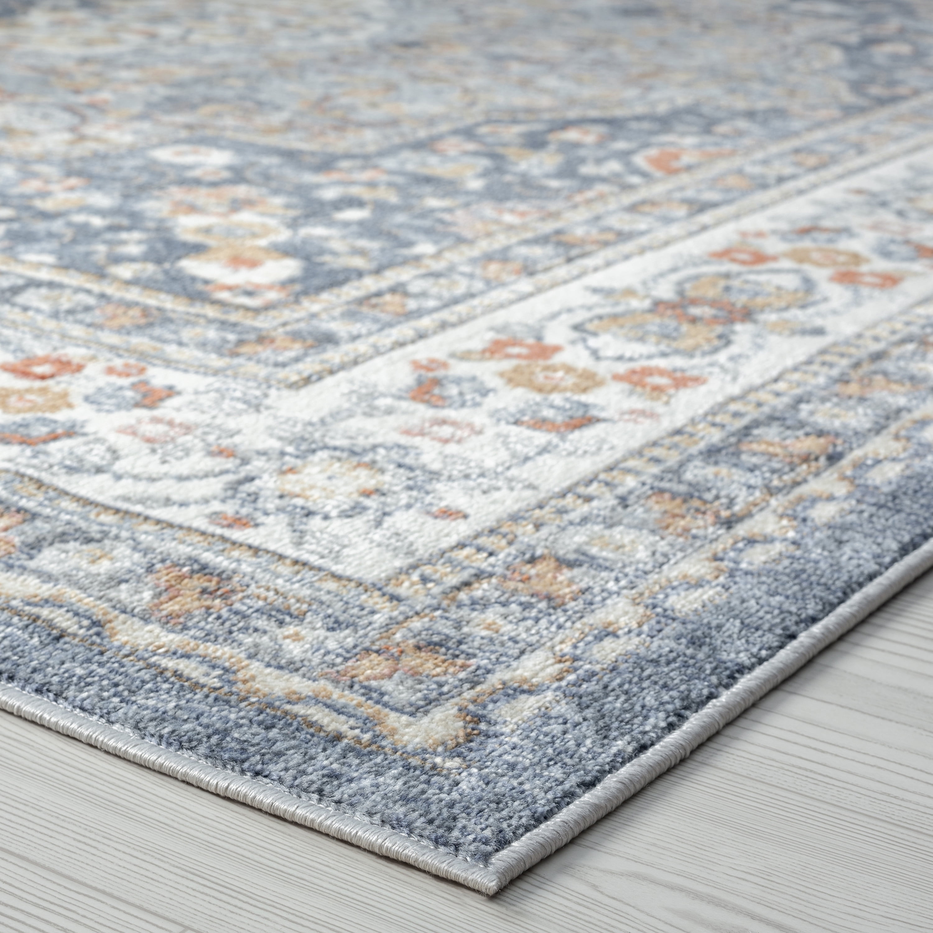 Allure Traditional 5' x 7' Navy and Gray Polypropylene Indoor Area Rug