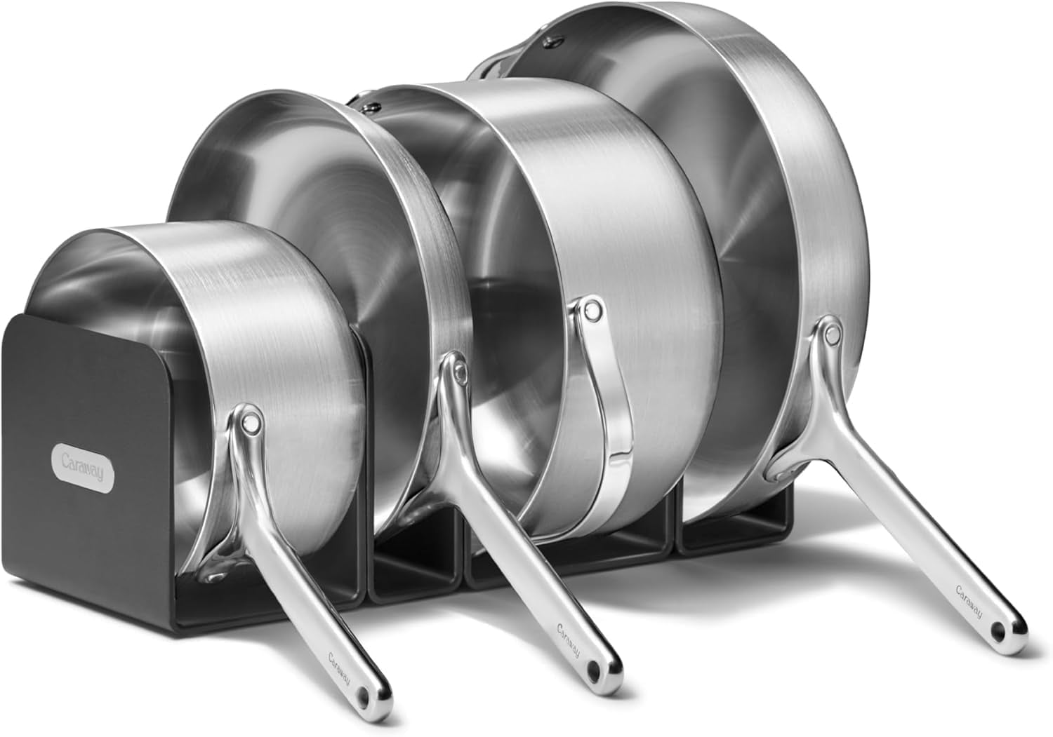 Caraway Stainless Steel Cookware Set – 12 Piece 5-Ply Stainless Steel Pots and Pans Set - Includes Fry, Sauce, Sauté Pan, Dutch Oven, and Space-Saving Storage - , & Free