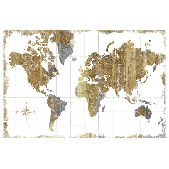 Great BIG Canvas | Rolled Poster Print entitled Gilded Map