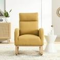 thumbnail image 2 of Upholstered Rocking Chair, Modern Accent Rocker Armchair with Side Pocket and Solid Wood Base,Leisure Single Sofa Chair for Bedroom, Apartment, Office,Yellow, 2 of 7