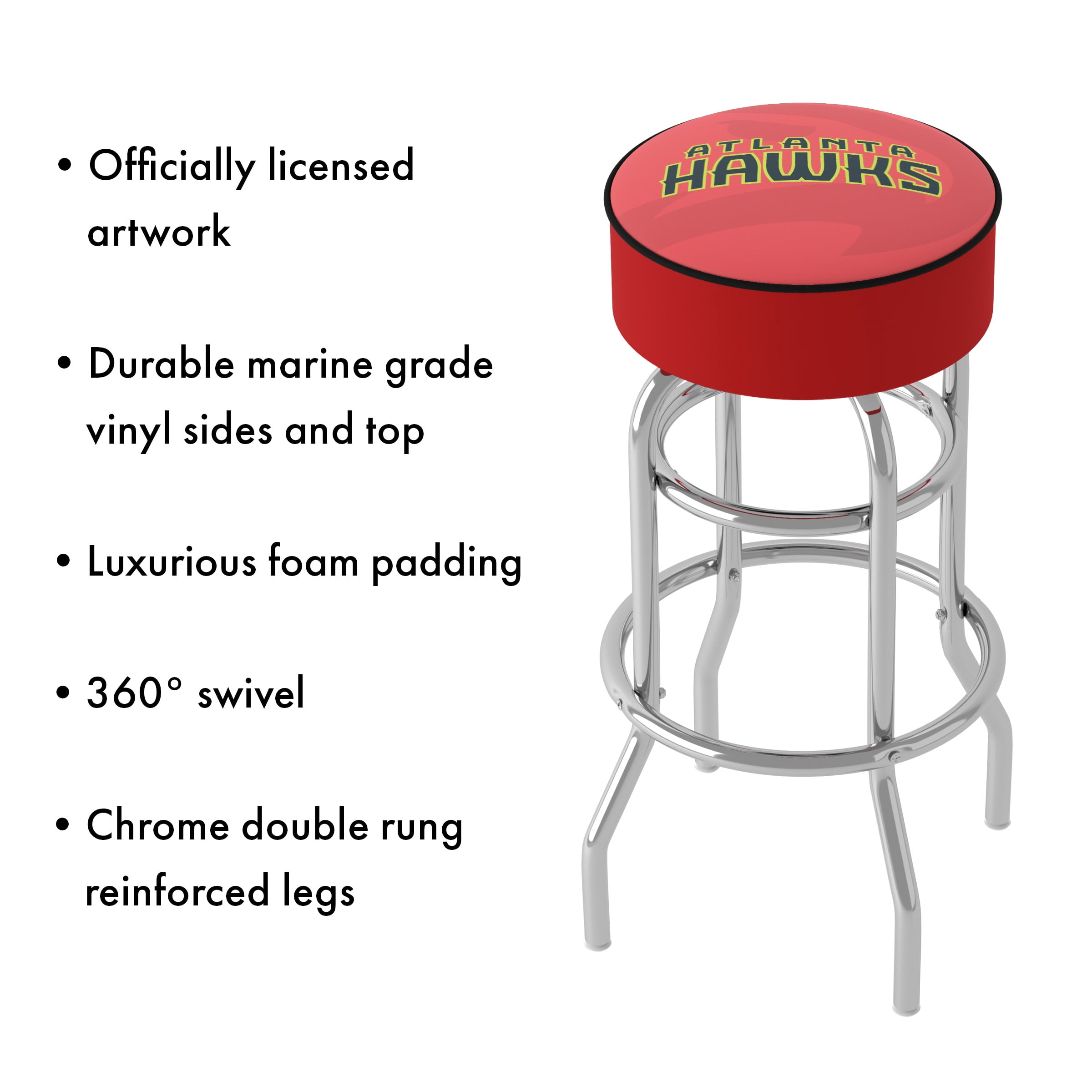 Trademark Gameroom Atlanta Hawks Fade Bar Stool with Padded Seat