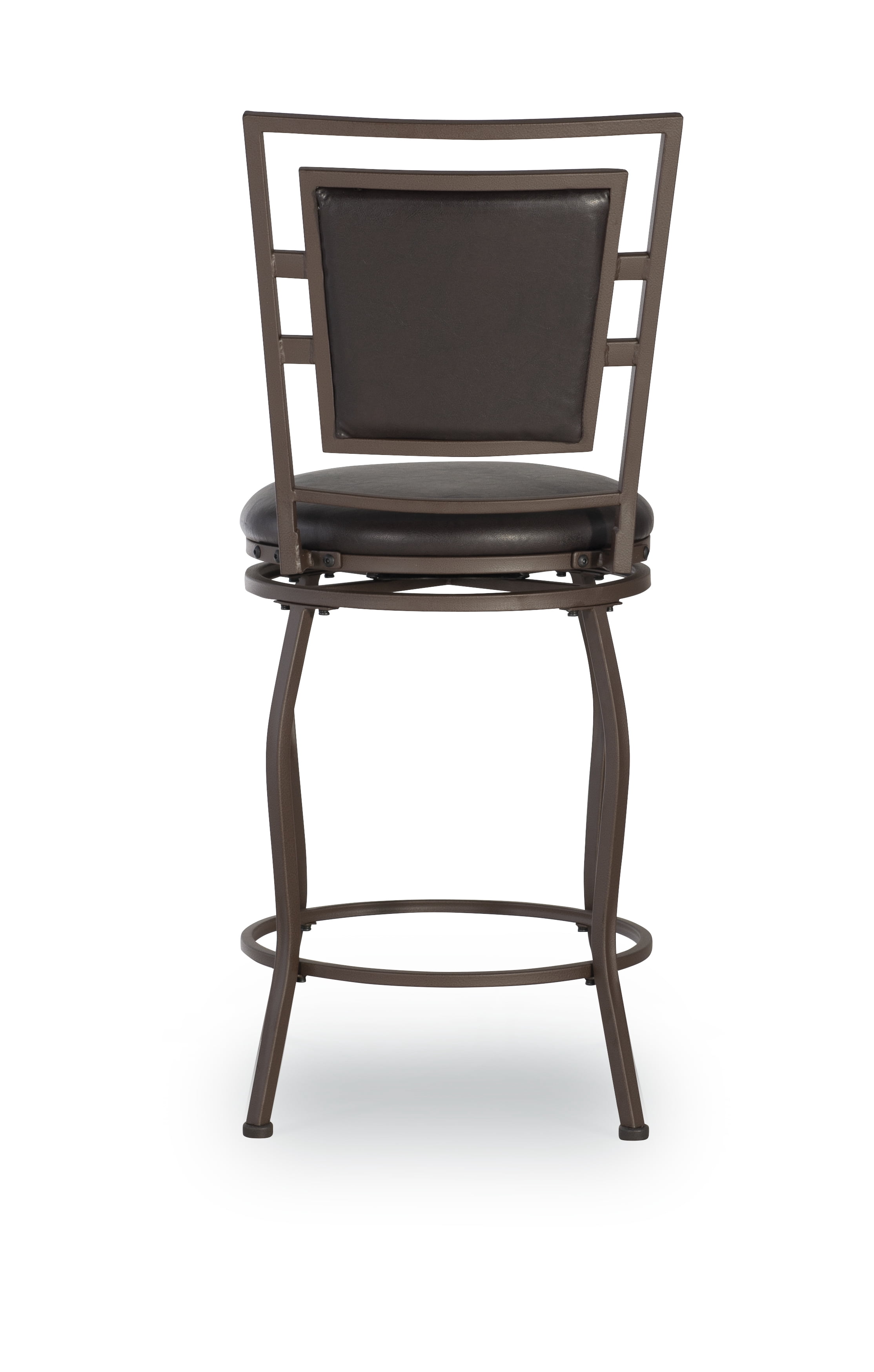 Linon Nora 24-30" Indoor Adjustable Metal Swivel Bar Stool, Set of 3, Brown/Brown Faux Leather