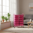thumbnail image 6 of Costway 10-Drawer Mobile Art & Craft Storage Carts Trolley with Handles & 4 Universal Wheels Hot Pink, 6 of 8