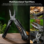 Outdoor Stainless Steel Knife/Pliers/Nail File/Bottle Opener/Screwdriver/Serrated Knife, Hidden Folding Closure, Portable Multi-Function Tool With Flint And Bit Father‘s Gifts for Men Set