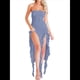 thumbnail image 1 of Vestido de Fiesta Elegante de Verano para Mujer, Sin Tirantes, Tubo, Midi, Ajustado, con Volantes Irregulares y Borlas Azul L, 1 of 7