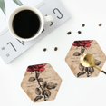 thumbnail image 4 of Yiaed Vintage Rose Botanical Art Print Leather Coasters for Drinks - Cup Coasters Coffee Table Kitchen Table Bar, Home & Office Gifts Handmade Drink Coasters-Hexagon, 4 of 6