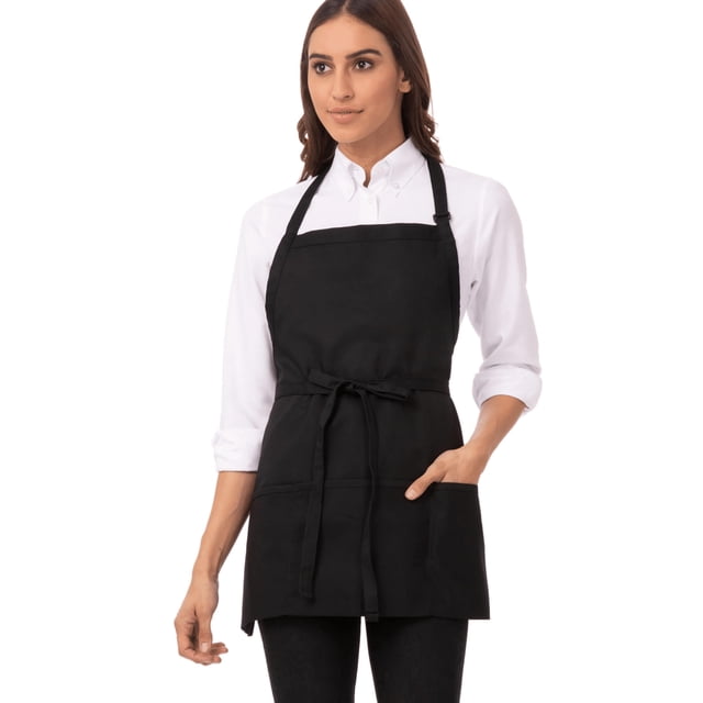 Delantal Chef Works con tres bolsillos, unisex, negro, talla única