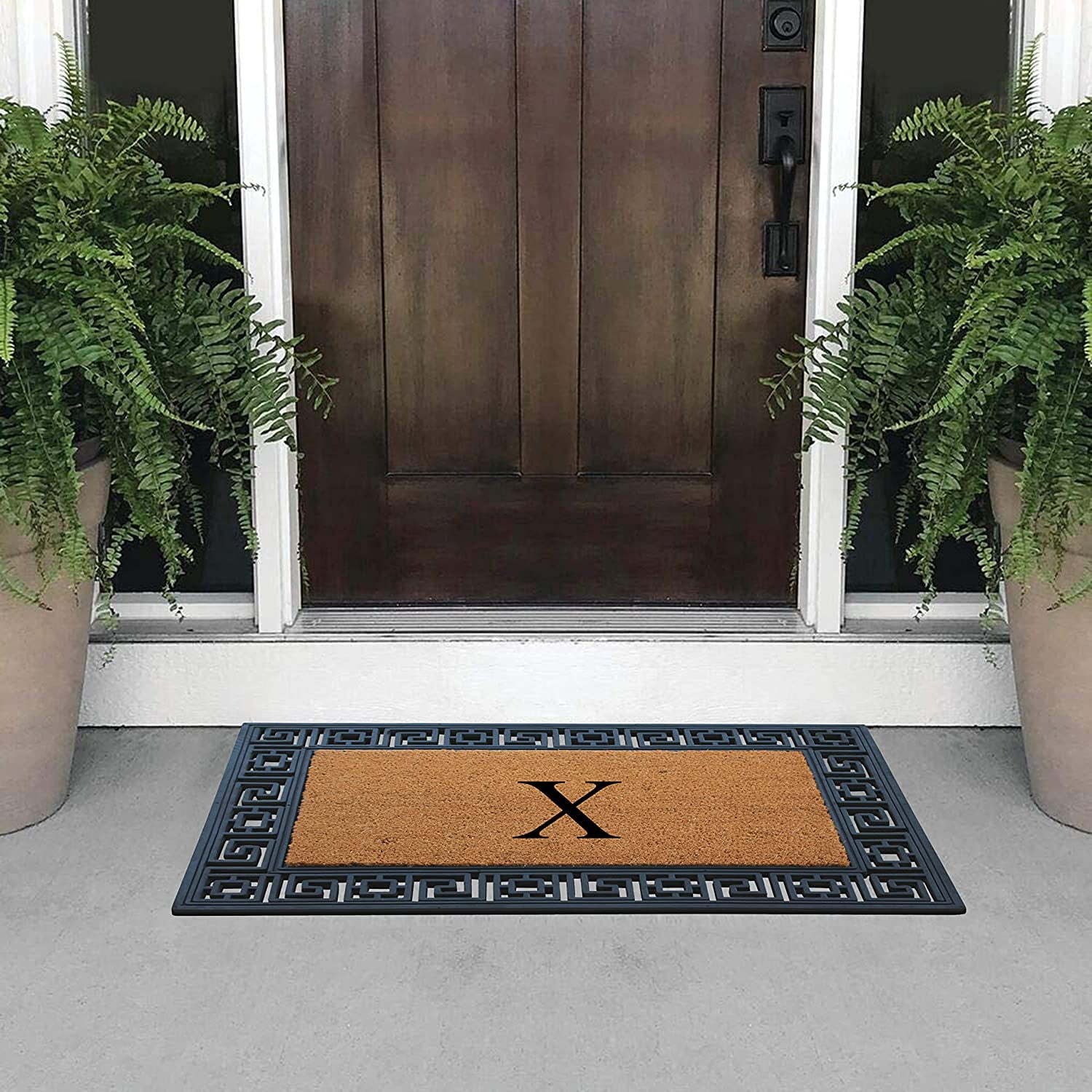 A1HC Natural Rubber & Coir 24x36 Monogrammed Doormat For Front Door, Anti-Shed Treated Durable Doormat for Outdoor Entrance, Heavy Duty, Low Profile, Easy to Clean, Long Lasting Front Porch Entry Rug