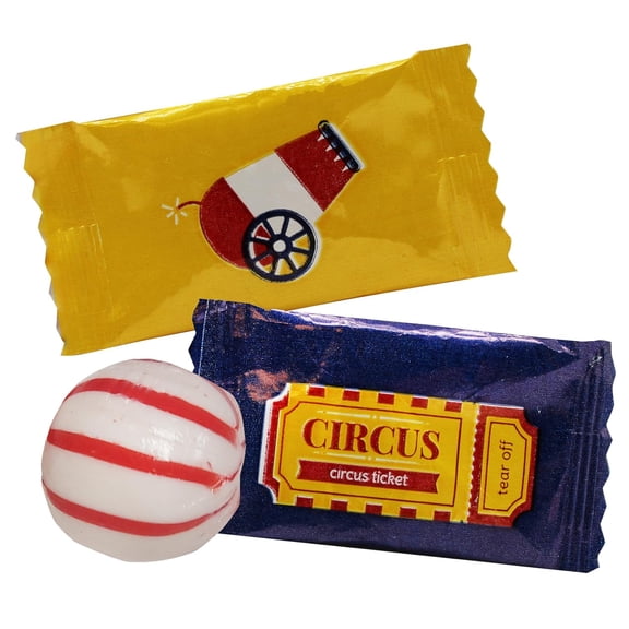 Naturejam Circus Themed Peppermints 100 Count Individually Wrapped - Bulk Mints for Birthday Party