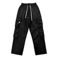 thumbnail image 2 of Drawstring Pants Men Jerdar Men's Thin Straight Work Cargo Pants Trendy Versatile Multi-Pocket Wear Labor Trousers, 2 of 6