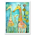thumbnail image 1 of Folk Art Giraffes Fun Cute Kids Bedroom Painting Art Print Framed Poster Wall Decor 12x16 inch, 1 of 5