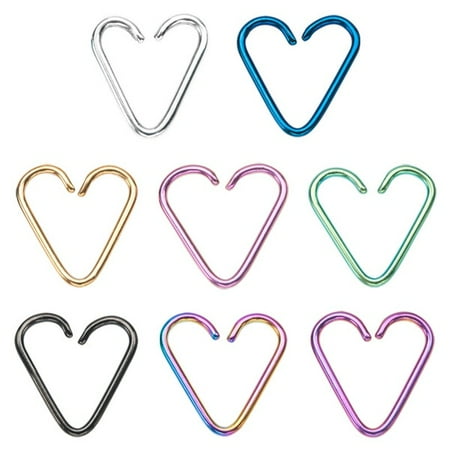 Heart Titanium Earrings - Heart Cartilage Earrings - 18ga 316L Surgical Steel Titanium Plated - Annealed