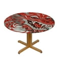 thumbnail image 3 of Awypu  Red Dragon Pattern Round Tablecloth Fitted Table Cloth with Elastic Edge for Table,Cover Waterproof Wipeable, Two Sizes White, 3 of 7