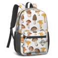 thumbnail image 2 of Mushroom and Chanterelle White Pattern 17" School Backpacks for Teens,Waterproof Oxford Fabric,S-Shape Padded Straps for School,Travel,Hiking,Camping, 2 of 6