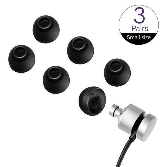 3 Pairs EarBuds Tips Covers Ear Tips Replacement, 4.5-5.5mm, with Storage Box, Small, Black