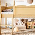 thumbnail image 6 of Leumius Twin Size Loft Bed with Full-Length Guardrails, Solid Wood Low Loft Bed with Ladders and Beside Book Shelf, Chic Shape and Low Profile Design for Boys Girls Natural, 6 of 9