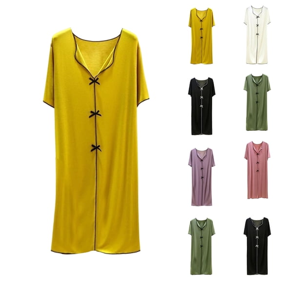 PBFRDSJ Modal Nightgowns for Women V Neck Short Sleeve Loose Soft Sleep Dress Casual Loungewear Nightwear Sizes L,XL
