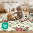 thumbnail image 4 of ODIKA 6'x9' Washable Area Rug Non-Slip, Chair-Friendly, Circle Semi Curved Romance Roses Foliage Ornamental Semicircle for Dining Room, Under Table, Office Décor, 4 of 7