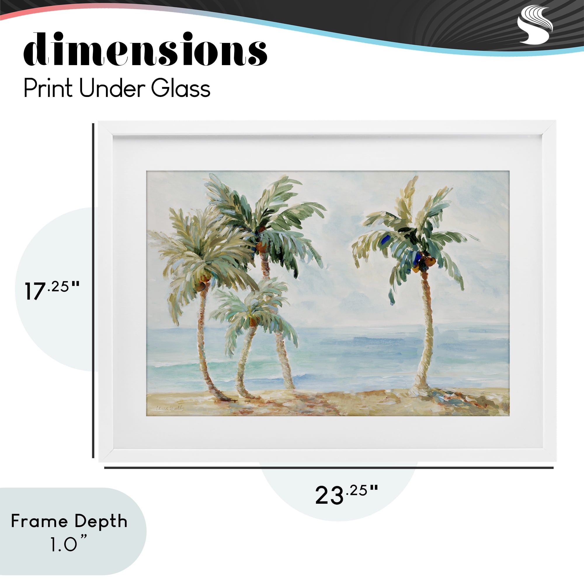 Stupell Industries Palm Trees in Paradise White Framed Print Under Glass, design by Lanie Loreth