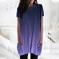 thumbnail image 4 of WEIYLL Womens T Shirts Summer Loose Pullover Gradient Short Sleeve Tunic With Pockets Purple Tops Sizes XL, 4 of 5
