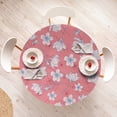 thumbnail image 4 of Ambesonne Floral Fitted Round Tablecloth, Apple Tree Flowers Pattern, 56"- 60" Diameter, Pastel Pink and Blue Grey, 4 of 5