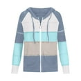 thumbnail image 6 of Yyeselk Womens Full Zip Up Casual Trendy Stripe Color Block Sweater Open Front Cutout Knitted Comfy Lightweight Hooded Long Sleeve Cardigan Outwear Tops Sky Blue XXL, 6 of 7