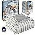 thumbnail image 3 of Thermee Micro Flannel Heated Blanket with Sherpa Back, 10-Setting Electric Blanket - Twin Size, Programmable Heating Throw - City Stripe, 3 of 4