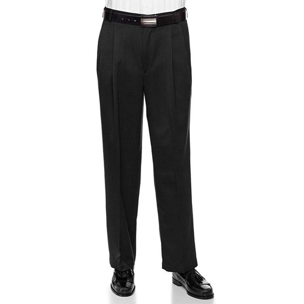 RGM Mens Pleated Front Dress Pants Wool Blend Long Formal Pants for Men