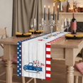 thumbnail image 2 of Table Runners 72 Inches Long Dress Scarves, Independence Day Farmhouse Kitchen Table Runner, Coffee Tablerunners, USA Flag Truck Gnomes Wooden Grian 18x72 Inch, 2 of 9