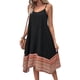 thumbnail image 2 of Vestido Bohemio con Bloques de Color para Mujer, Estilo Hawaiano, con Tirantes Finos y Vuelo. Negro M, 2 of 10
