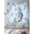 thumbnail image 4 of Sheer Curtains 84 inches Long 2 Panels Set Summer Ocean Light Filtering Sheer Drapes Rod Pocket Window Curtains for Living Room/Bedroom, Coastal Seahorse Coral Pattern Turquoise, 4 of 8