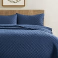 thumbnail image 5 of UNIKOME Lightweight 3 Piece Microfiber Coverlet Set Quilted Design, Navy, Twin, 5 of 6