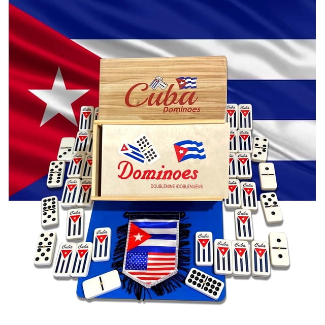 Juego de dominó Cuban Double Nine PRK 14 con estuche de madera