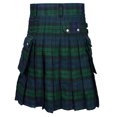 thumbnail image 3 of HOWPAY Kilt for Men Traditional Highland Tartan Utility Kilt with Adjustable Straps and Large Cargo Pockets Vintage Loose Fit Pleated Skirt Green XL, 3 of 6