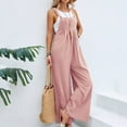 thumbnail image 2 of Letdown Womens Overalls Loose Fit Cotton Linen Bib Overall Wide Leg Jumpsuit Rompers with Pockets, 2 of 7
