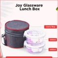 thumbnail image 2 of SOPL-OLIVEWARE Joy Glassware Round Lunchbox, Borosilicate Glass Containers, Microwave Safe & Leak Proof, 2 Containers with BPA Free Lids (400ml) Each - Red, 2 of 5
