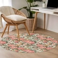 thumbnail image 5 of Round Area Rug-3ft Vintage Blossom Floral Leaf Non Slip Washable Circle Carpet Soft Large Floor Rugs for Living Room Bedroom Nursery Office, 5 of 9