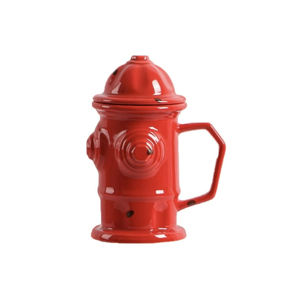 Taza de cerámica con hidrante de incendios de 350 ml de capacidad, color rojo, para bombero
