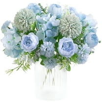 Coolmade Artificial Flowers, Fake Peony Silk Hydrangea Bouquet Decor ,Blue